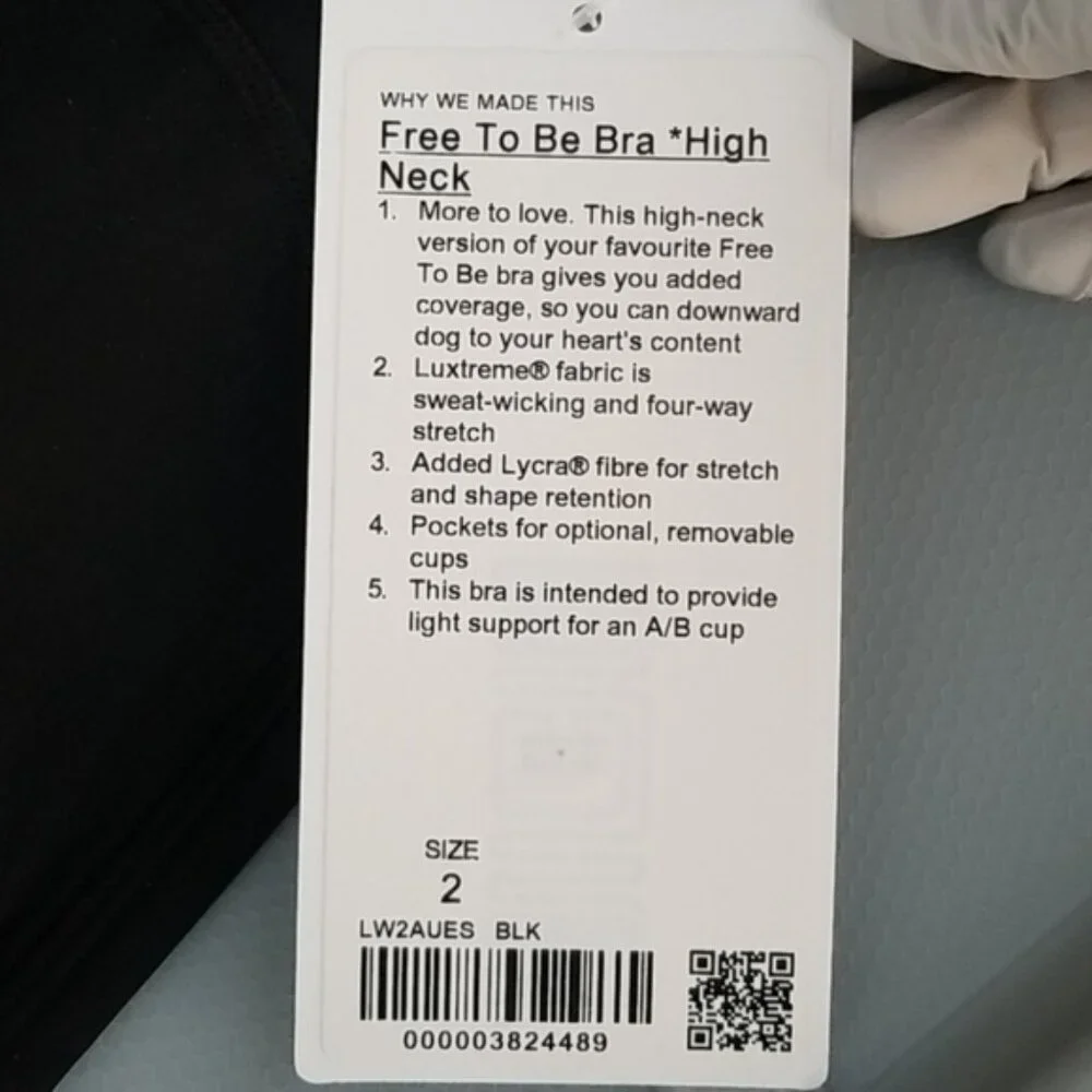 New Lululemon Black Free To Be Hi-Neck Bra *Luxtreme - Picture 3 of 6